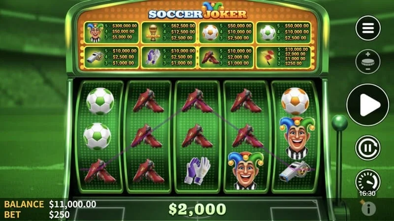 Soccer Joker - combinação vencedora nos rolos